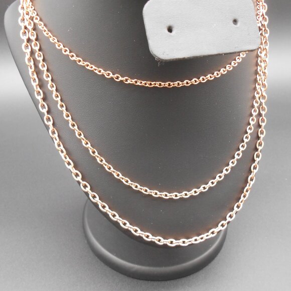 Necklace, Ever True Set of 3 Rolo Chains in ION Plated RG Stainless Steel - Picture 3 of 11